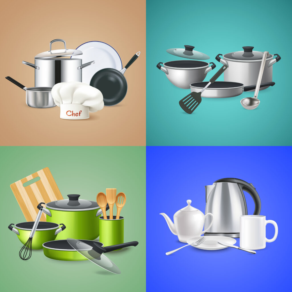 realistic kitchen tools design concept