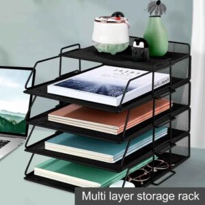 4-Tier Office Storage Rack with Pen Holder
