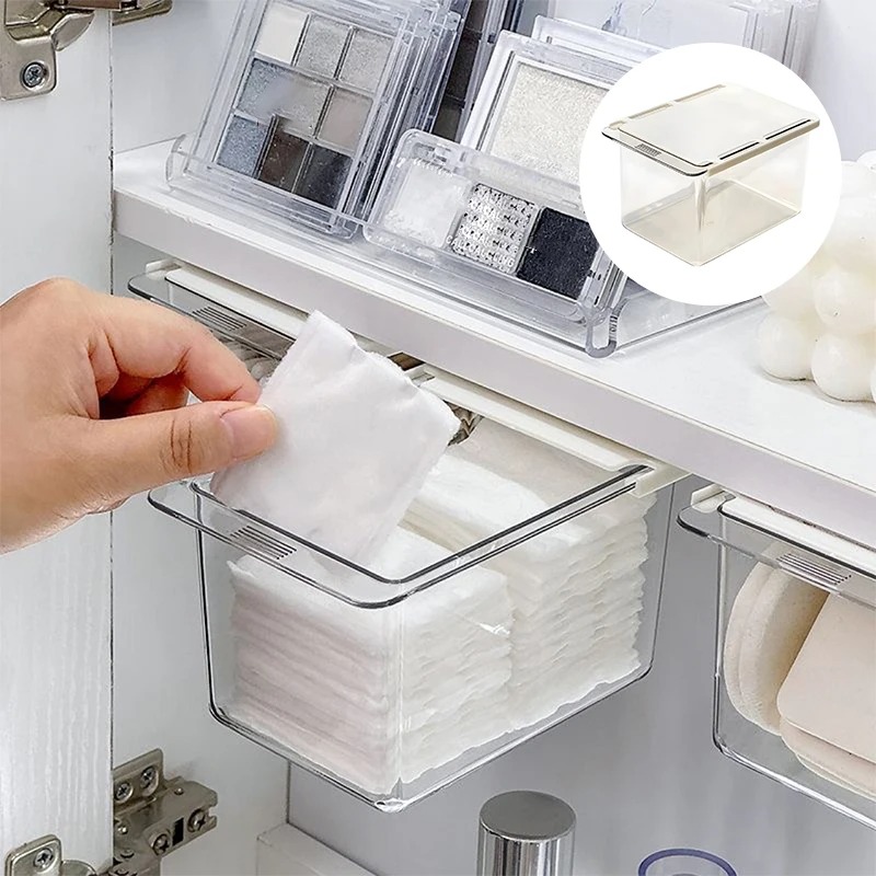 Drawer Style Storage Box Under Mirror Cabinet Transparent Bathroom Cotton Stick Makeup Cotton Bathroom Pull-Out Storage - Image 2