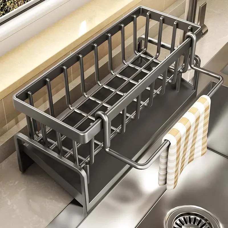 Kitchen Sink Drain Rack Organizer ABS Plastic Self-draining Sink Shelf Soap Sponge Holder Dishcloth Towel Rack filter basket - Image 7