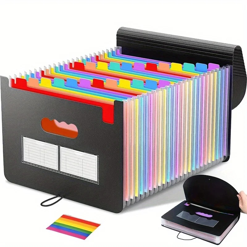 25/13 Pockets Plastic Three Sided Sealed Hanging Rope Flip Organ Bag A4 Multi-layer Folder Office File Storage Bag - Image 6