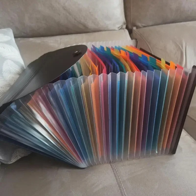 25/13 Pockets Plastic Three Sided Sealed Hanging Rope Flip Organ Bag A4 Multi-layer Folder Office File Storage Bag - Image 5