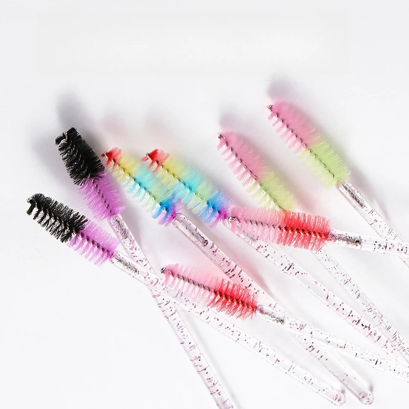 50Pcs Crystal Eyelash Brush Eyelashes Extension Spoolie Cosmetics Tool Lash Makeup Brushes Rainbow Color Microbrush - Image 3