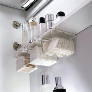 Drawer Style Storage Box Under Mirror Cabinet Transparent Bathroom Cotton Stick Makeup Cotton Bathroom Pull-Out Storage