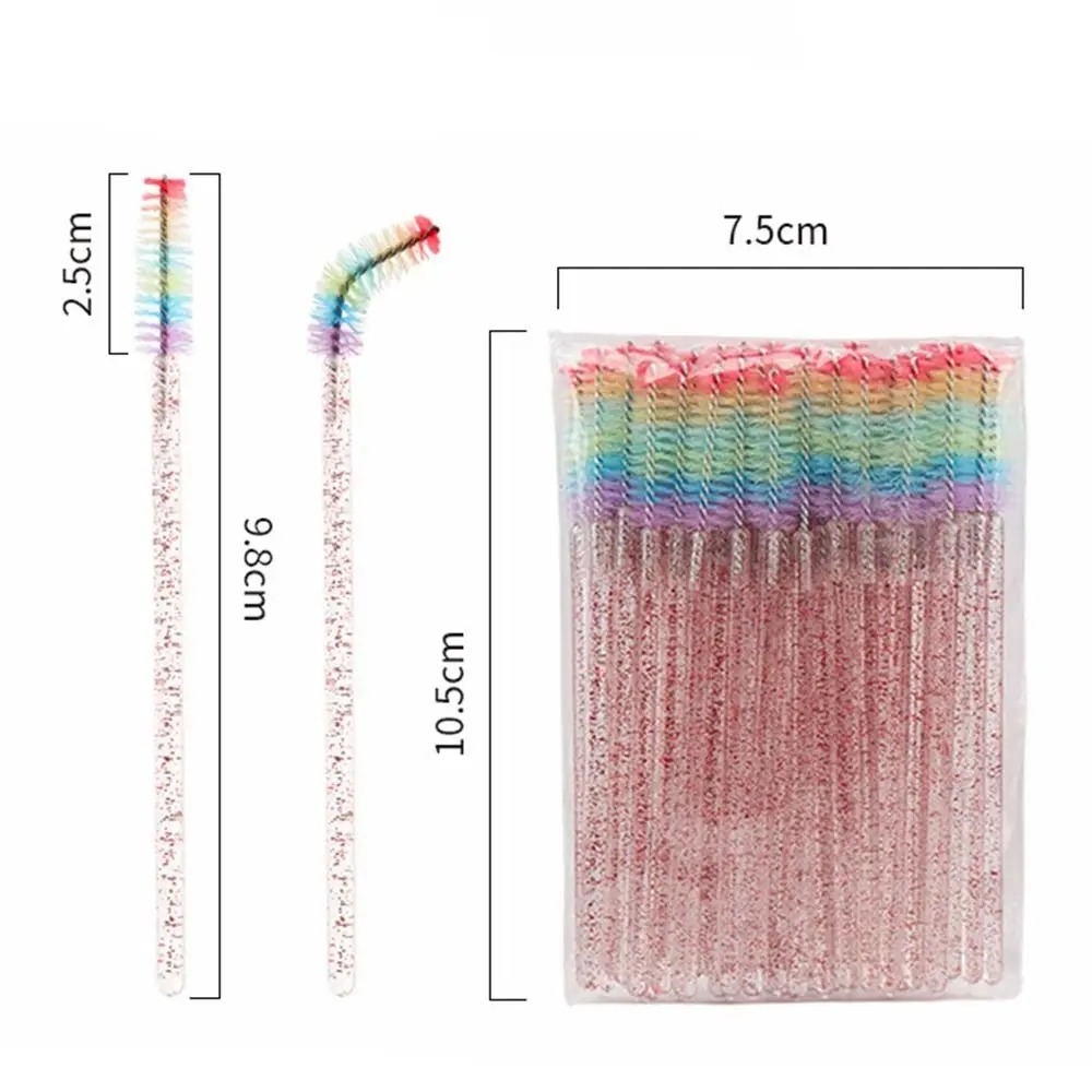 50Pcs Crystal Eyelash Brush Eyelashes Extension Spoolie Cosmetics Tool Lash Makeup Brushes Rainbow Color Microbrush - Image 4