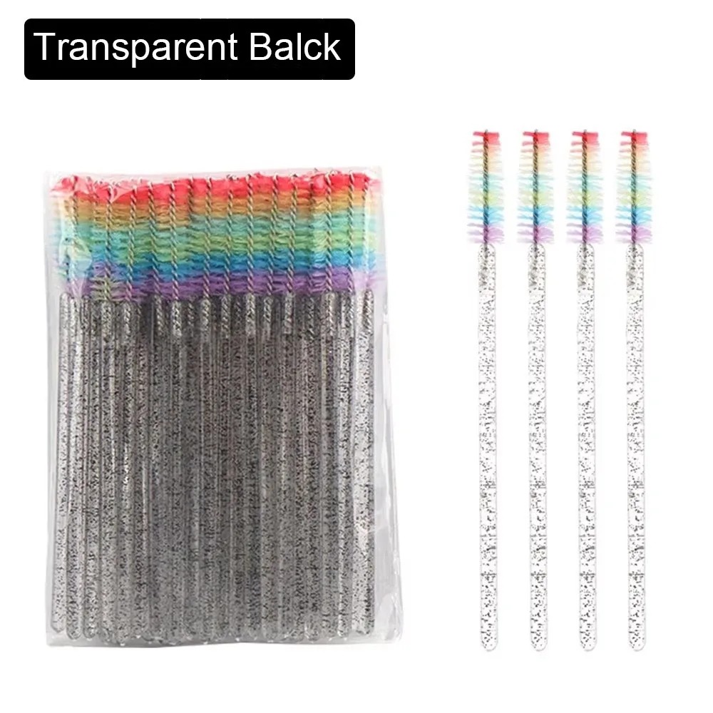 50Pcs Crystal Eyelash Brush Eyelashes Extension Spoolie Cosmetics Tool Lash Makeup Brushes Rainbow Color Microbrush - Image 5