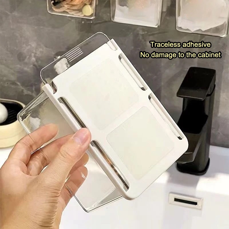 Drawer Style Storage Box Under Mirror Cabinet Transparent Bathroom Cotton Stick Makeup Cotton Bathroom Pull-Out Storage - Image 5