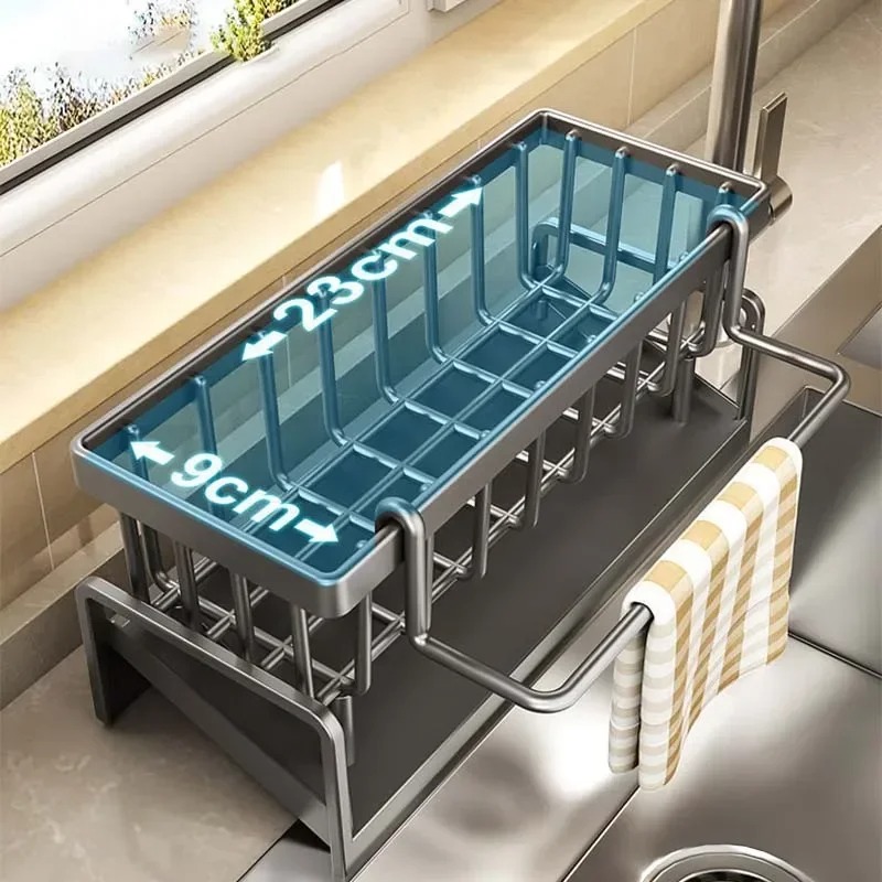 Kitchen Sink Drain Rack Organizer ABS Plastic Self-draining Sink Shelf Soap Sponge Holder Dishcloth Towel Rack filter basket - Image 2