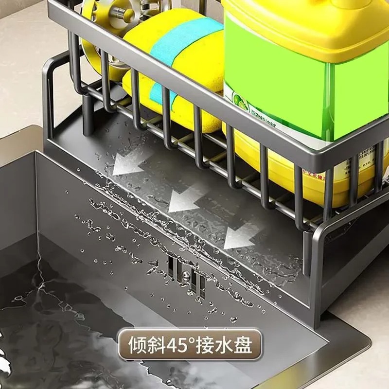 Kitchen Sink Drain Rack Organizer ABS Plastic Self-draining Sink Shelf Soap Sponge Holder Dishcloth Towel Rack filter basket - Image 3