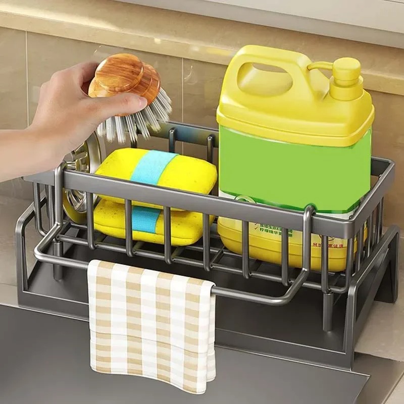 Kitchen Sink Drain Rack Organizer ABS Plastic Self-draining Sink Shelf Soap Sponge Holder Dishcloth Towel Rack filter basket - Image 4