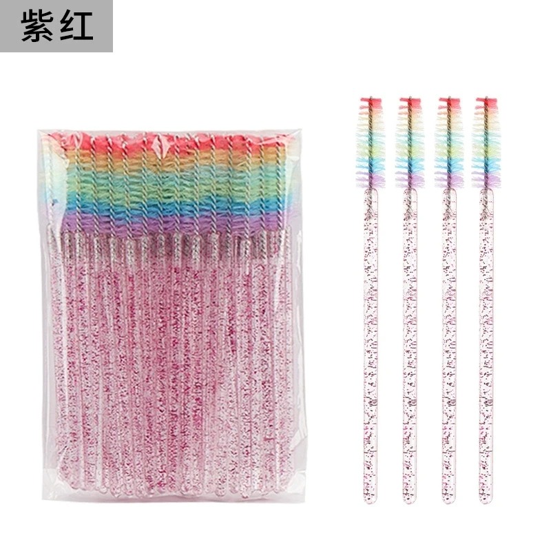 50Pcs Crystal Eyelash Brush Eyelashes Extension Spoolie Cosmetics Tool Lash Makeup Brushes Rainbow Color Microbrush - Image 8